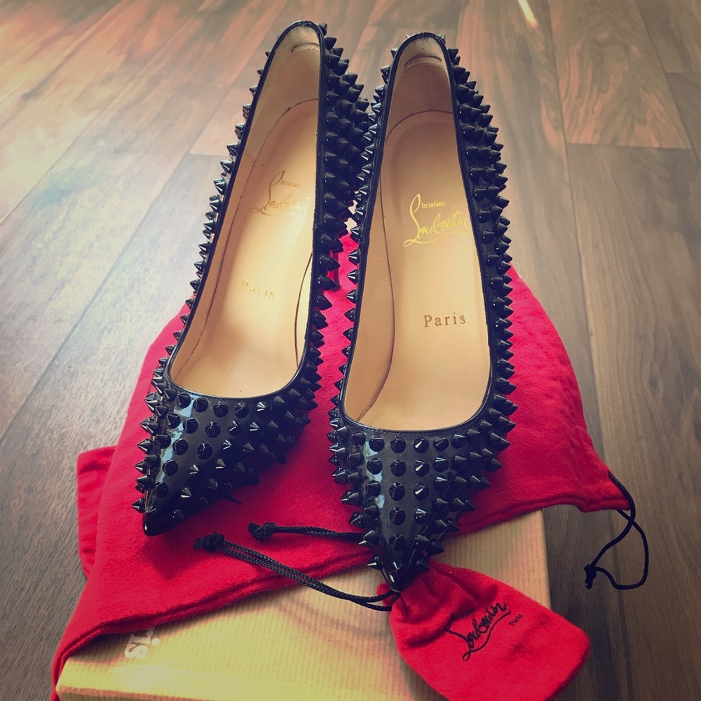 Christian Louboutin Pigalle Patent Spikes 100